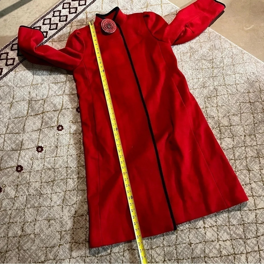 Vintage Worumbo a Stevens Fabric Fashioned by Jill Jr. 100% Wool Red Pea Coat - Picture 11 of 11